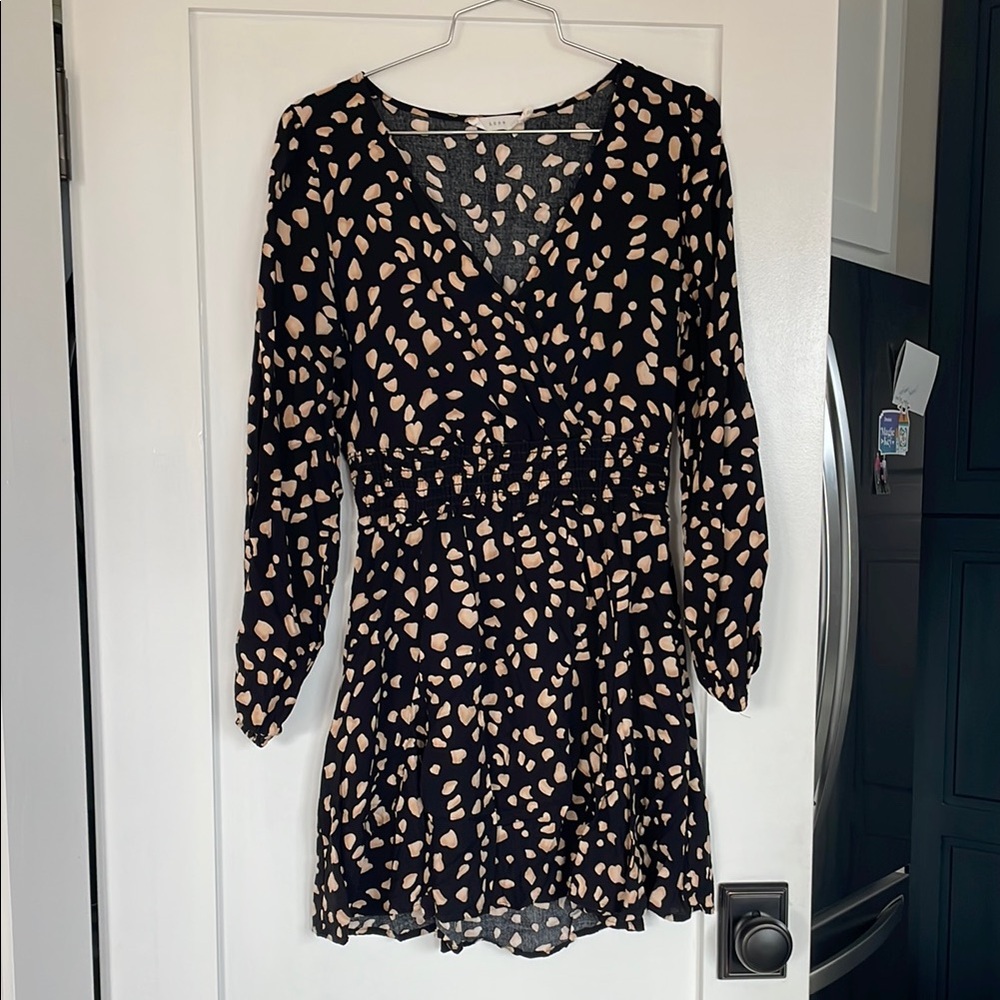 Black and White Fit and Flare V-Neck Dress